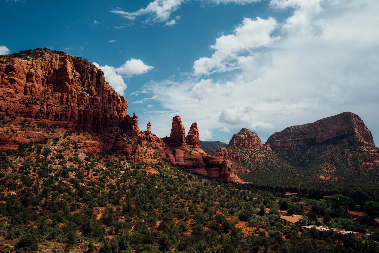 Red rock buttes near Sedona under a blue sky